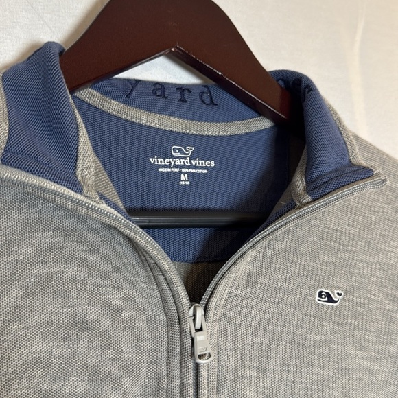 Vineyard Vines Boys 10-12 1/4 Zip Pullover Gray Blue Whale Logo Size M - Picture 4 of 7